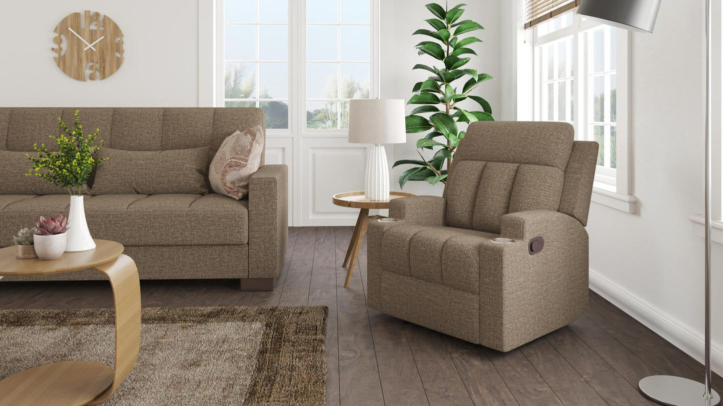Ergorest Brown Recliner Armchair with Cupholders