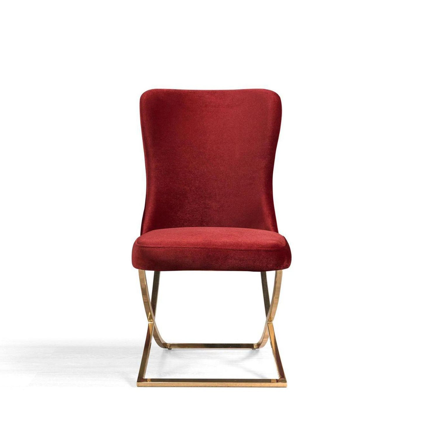 Sultan Collection Wing Back, Modern design, upholstered dining chair in with legs in white background the front view.