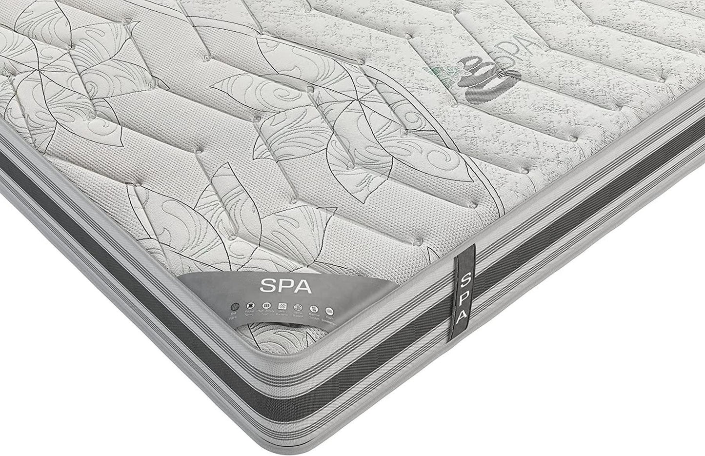 Full , 12 inch , Firm , Hybrid Mattress with Pocket Coil core from Dulce Deluxe by Ottomanson in white background close up look.