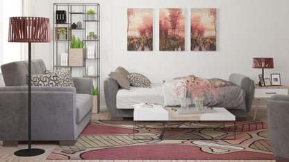 Modern design, Pewter Gray , Microfiber  upholstered convertible sleeper Sofabed with underseat storage from Voyage Shelter by Ottomanson in living room lifestyle setting converted to sleeper. This Sofabed measures 94 inches width by 36 inches depth by 41 inches height.