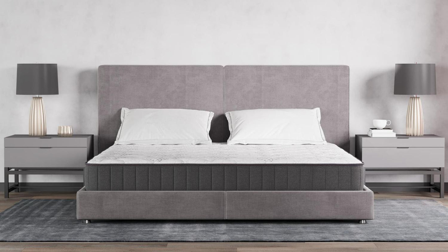 King , 9 inch , Firm , Hybrid Mattress with Bonnell Coil core from Bonelli Essentials by Ottomanson on a stand alone bed base.