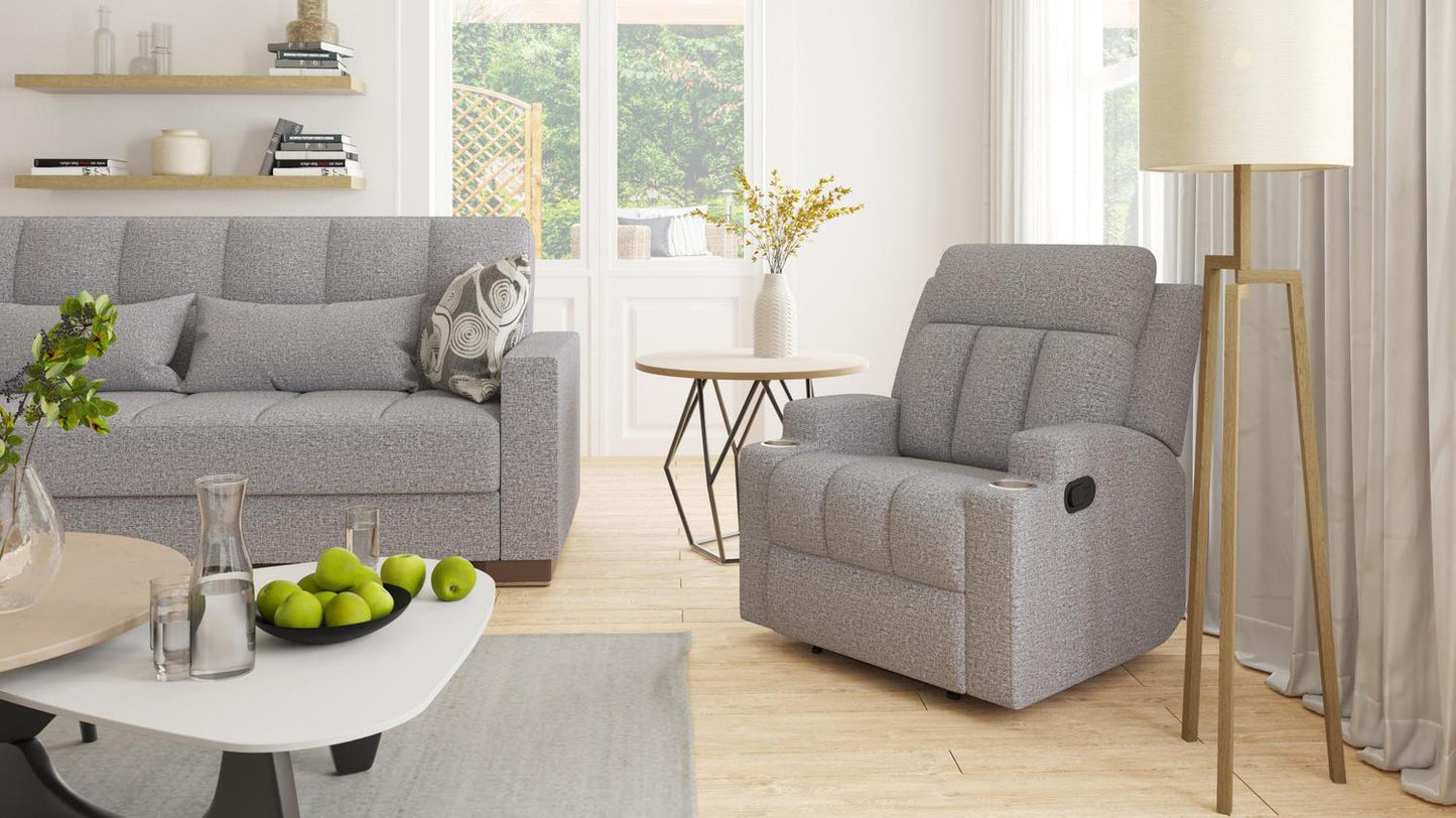 Ergorest Gray Recliner Armchair with Cupholders