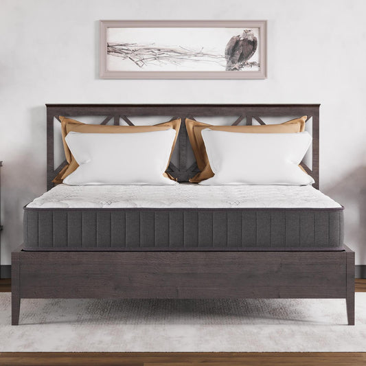 Queen , 9 inch , Firm , Hybrid Mattress with Pocket Coil core from Dulce Luxe by Ottomanson in bedroom lifestyle setting.